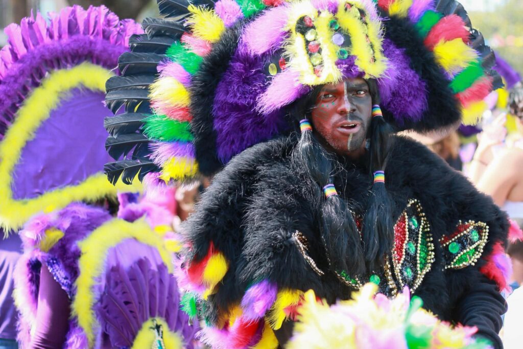 Native American dancer in traditional regalia at Pow Wow